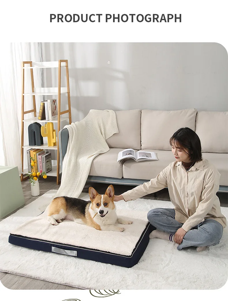 Plush Memory Foam Dog Bed for Large Dogs - Big Pet Bed with Removable and Washable Dog Mattress - Nonslip Egg Kennel Pad and Cat Sofa