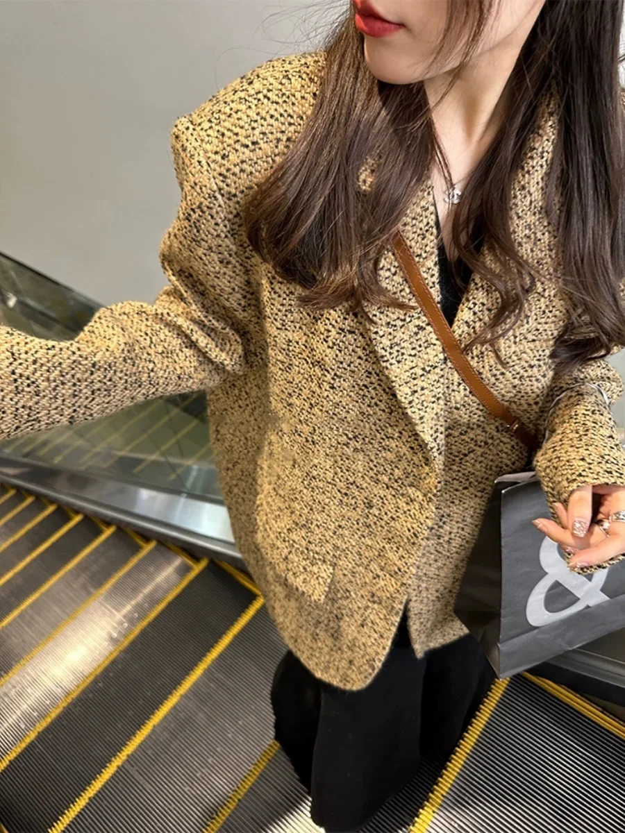 

Women's Sweet Style Blazer 2023 Autumn Winter New Design Small Popular Versatile French Vintage Elegant Chic Lady Suit Coat Top
