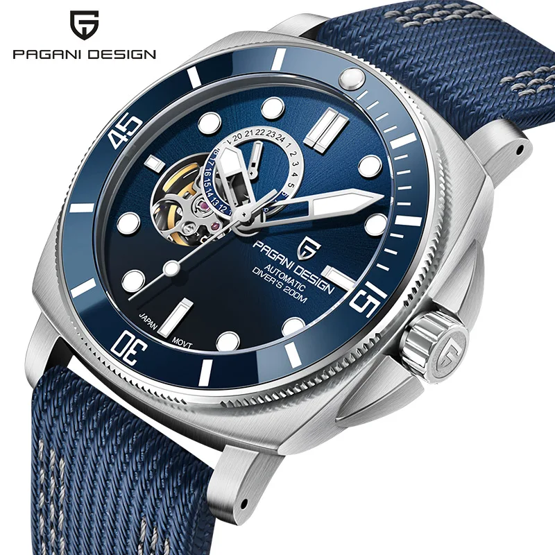 Mechanical Watch PAGANI DESIGN Men's Automatic Watch Japan TMI NH39 Tourbillon Skeleton Sapphire Crystal Mechanical Wrist Watch 200M Waterproof