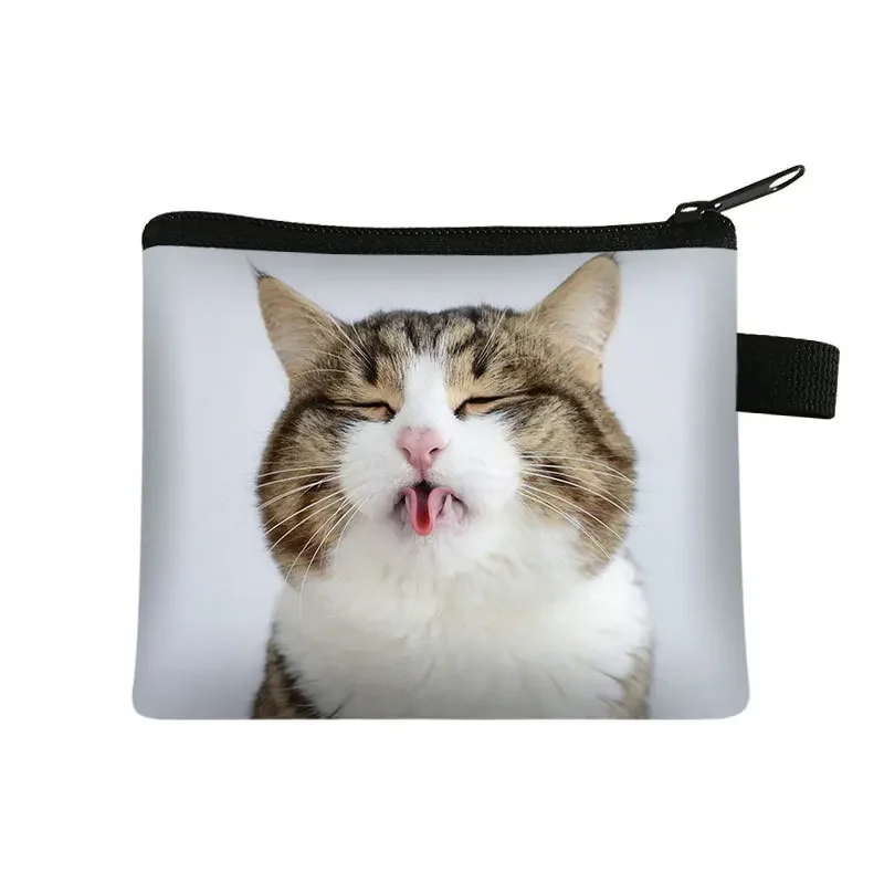 Coin Purse Cute Cat Print Coin Purses Mini Coin Wallet Bag Card Holder ID Credit Holder Pocket Women Girls Purse
