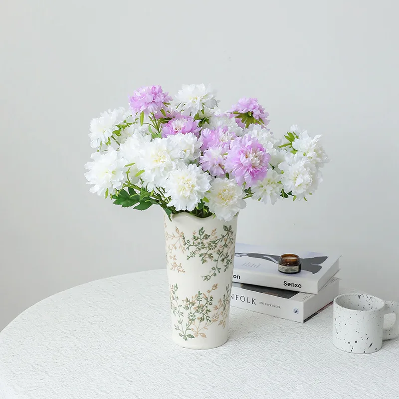 5 Stück/Set Künstliche 3-köpfige Nelken aus Seidenblumen, Muttertagsstrauß, Heimdekoration, Hochzeitstisch-Blumenarrangement, Ornamente