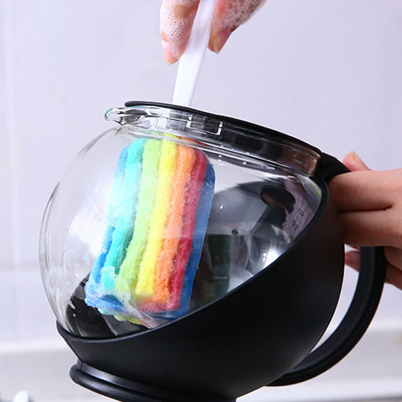 

Long handle rainbow sponge brush for cleaning glass and water bottle, kitchen accessories, 1pc