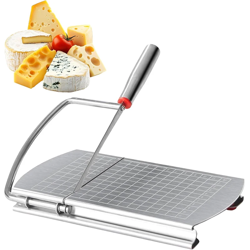 Multipurpose Cheese Slicer Grid Scale Slicer Stainless Steel Cheese Cutter Board Block Butter JT504