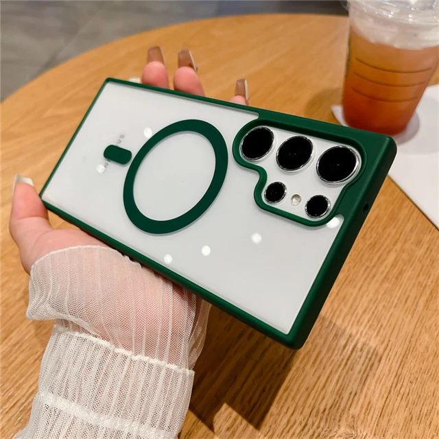 Luxury Magnetic Matte Frame Transparent Phone Case Cover