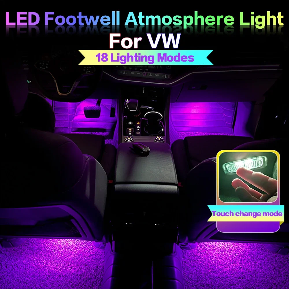 

LED Car RGB Footwell Atmosphere Light Interior Lamp Accessory For VW Golf 6 MK6 Scirocco R Tiguan Touareg Passat B5 B6 CC Sharan