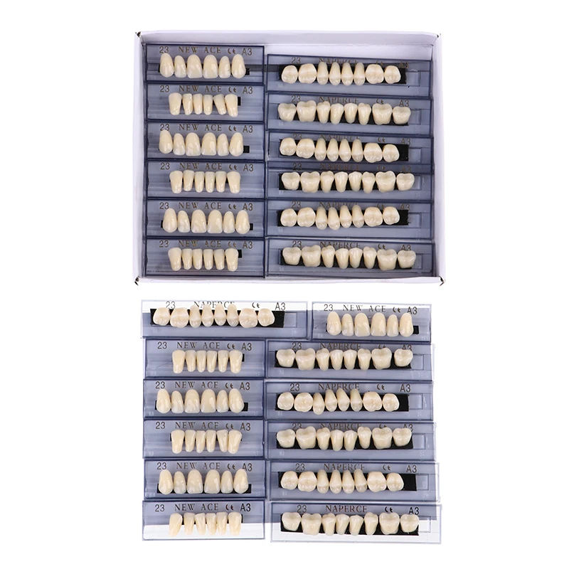 Dental Acrylic Resin False Teeth DIY Denture Full Set U/L A1/A2/A3