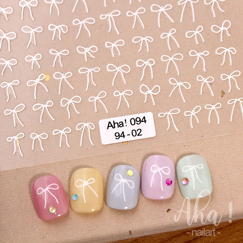 1pcs 5D Japanese Mini Bow Nail Art Stickers Fashion Cartoon Sale Black White Ribbon Nail Decoration Decals DIY Nail Accessories 3