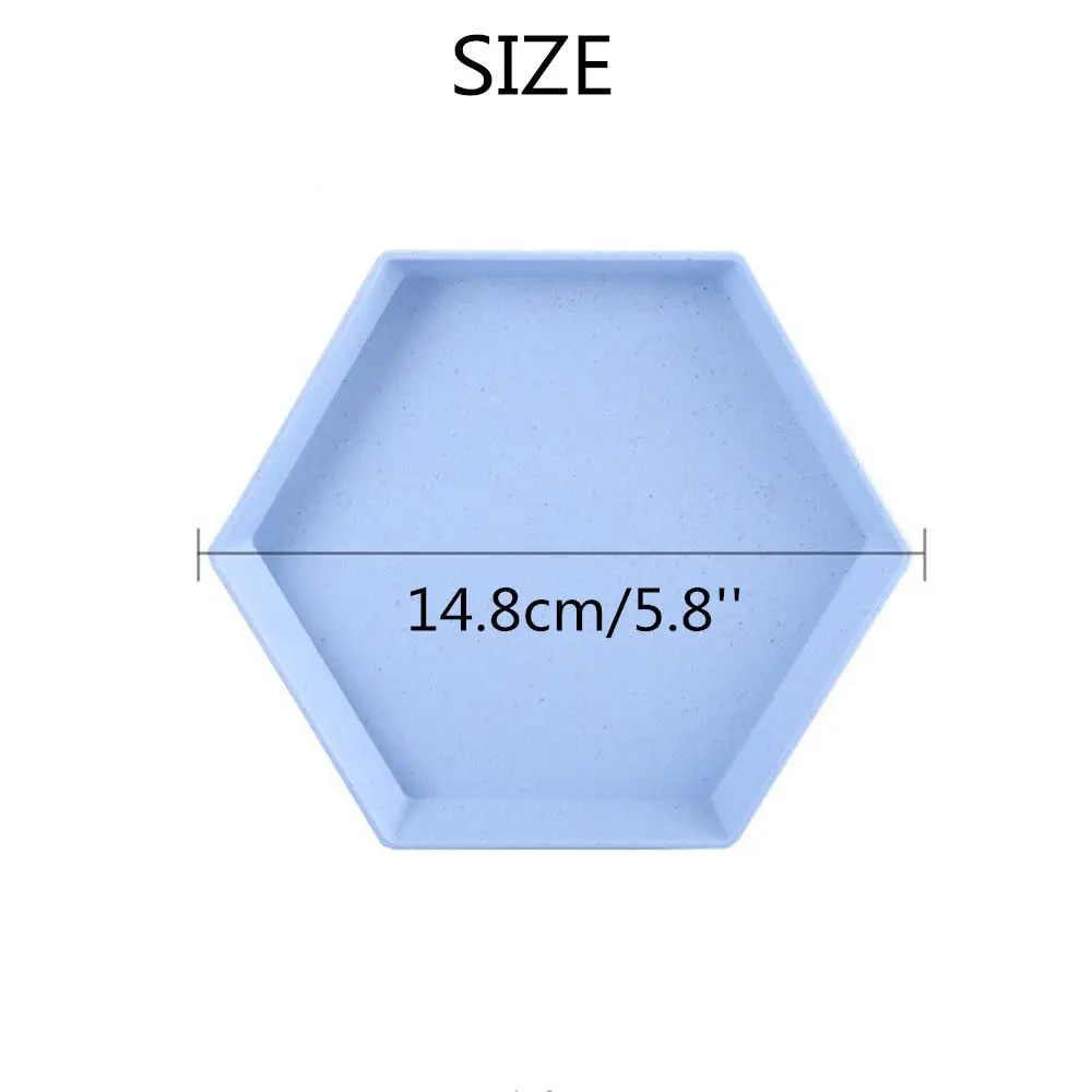 1PC Hexagon Dessert Plates Wheat Straw Thicken Snacks Trays Fruit Plate Dishes Multifunctional Tableware Party Kitchen Accessory 6