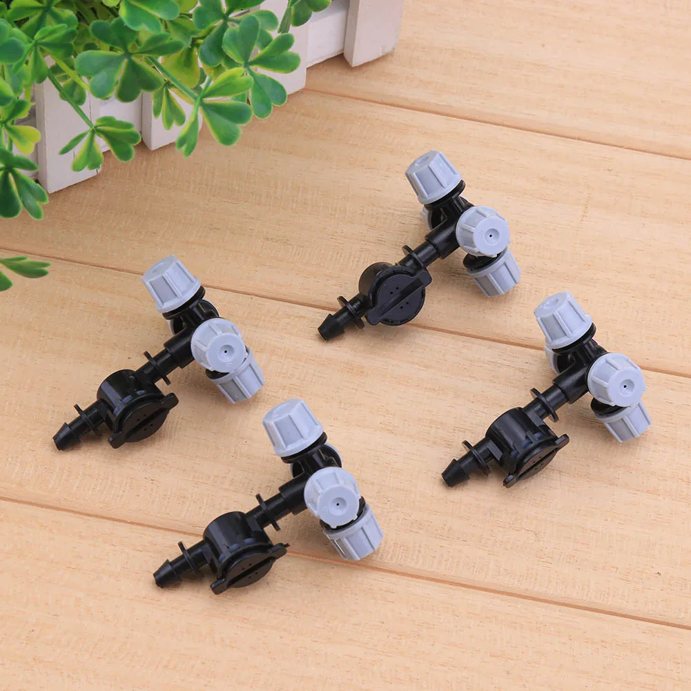20pcs Cross Atomizing Nozzle Four Outlets Atomizing Misting Sprayer High Pressure for Outdoor Misting Cooling System
