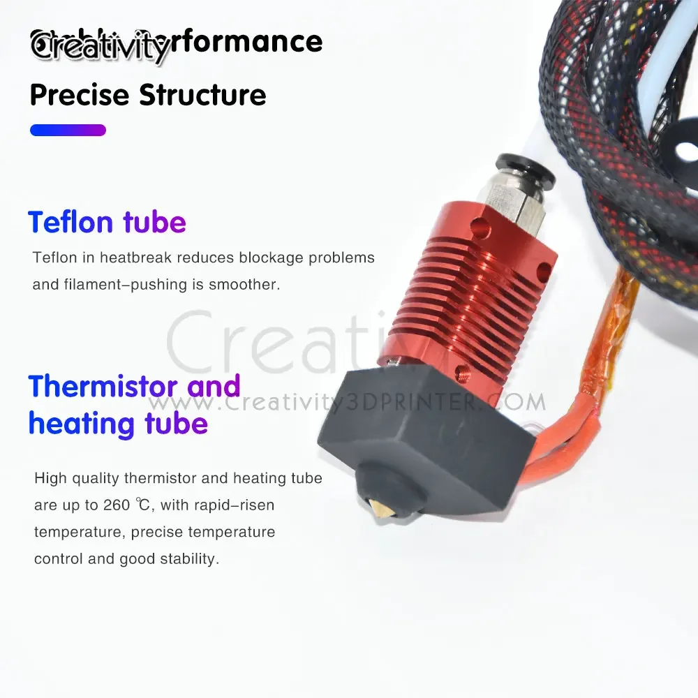 Ender 3/CR10/Emder5/Ender 3 V2 Full Hotend Kit mit 12V/24V 4010 Lüfter 0,4mm Düse für Ender 3 3d Drucker Teile – Detail 5