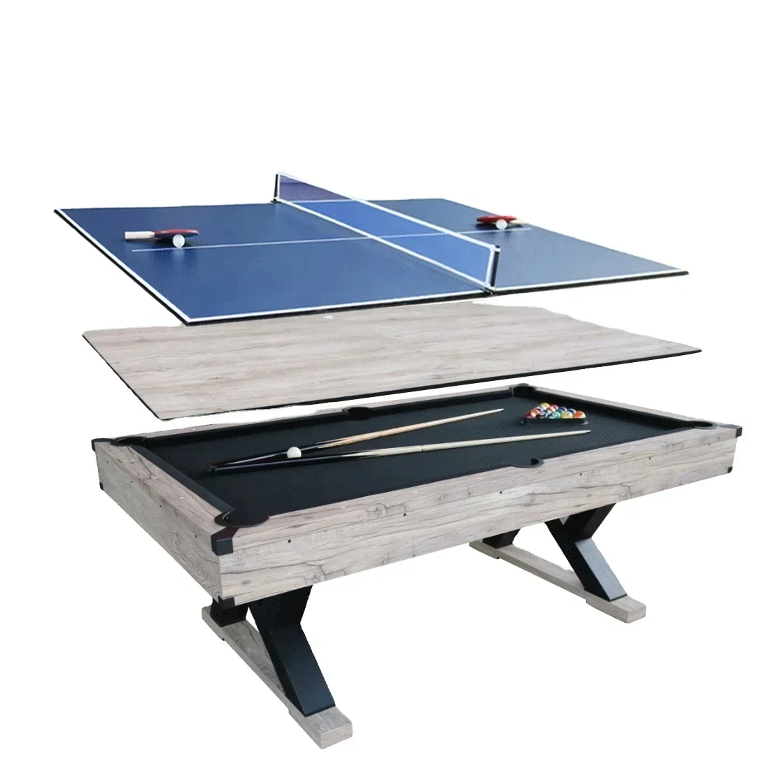 7ft 3-in-1 Multifunctional Indoor Game Table Snooker & Billiards Table Tennis Dining