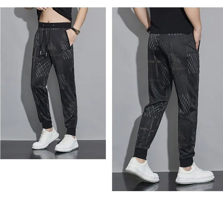 Description Picture 5 of itemLuxury Letter Print Men Joggers Gym Sports Fitness Sweatpants Fashion American Style Casual Pants Mid Waist Drawstring Trousers