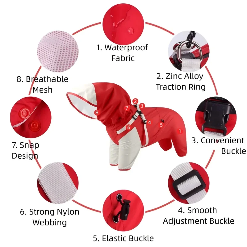Hooded Waterproof Dog Raincoat 4