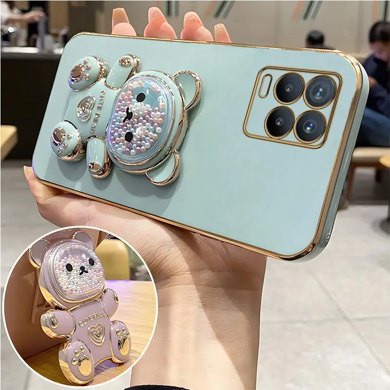 Quicksand – coque de téléphone avec support d'ours, étui avec lanière pour Oppo Realme 8 Pro 5i 6i 8i 9 10, housse de support C20 C11 C21Y C25Y C30 C33_voghion.com