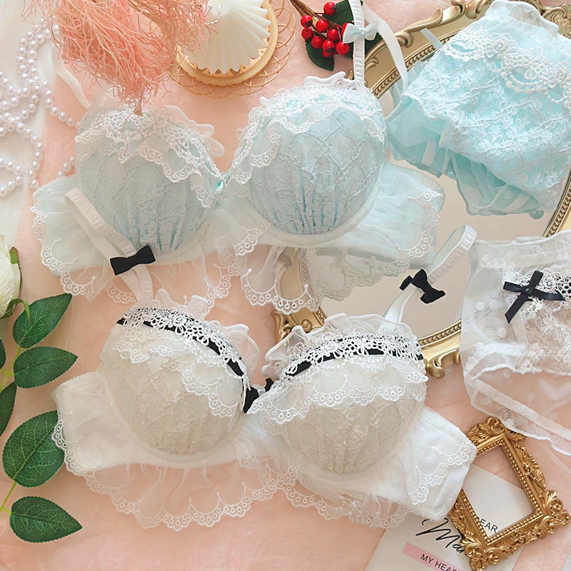 Girls Lace No Steel Rings Comfortable Girls Bra + Panties Set Adjustment  Gathering Sexy Girls Student Underwear - AliExpress