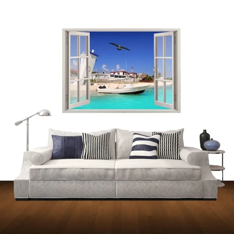Wall Sticker removable with 3D view on the bay window size: 60x85x0 3 cm | Дом и сад
