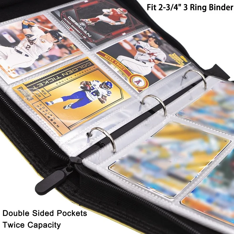 80 Pockets Trading Card Sleeves Binder Fit For 3 Ring Holder
