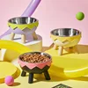 Pet bowl anti knock plastic feeding bowl drinking water protection cervical spinedrinking waterbowl high footstainless steelbowl 2