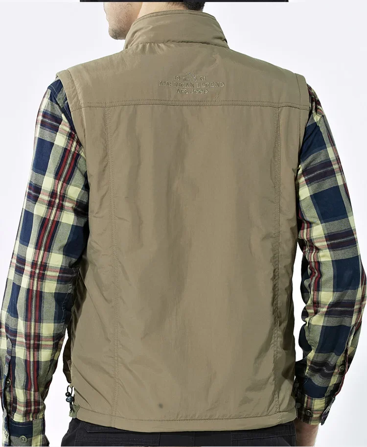 Description Picture 6 of itemMen Autumn Winter Vest Mens Casual Thicken Fleece Warm Waistcoat Outdoor Multi pocket Military Fishing Hiking Sleeveless Jacket