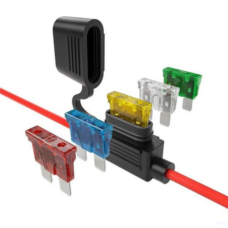 In Line Car Mini Blade Adapter Fuse Holder Cut Off Switch Socket Damp-Proof Anti-Splash fuse holder car fuses kit fuse box holder fuse box circuit adapters and fuse set 12V30A Car Accessories Fuse Box