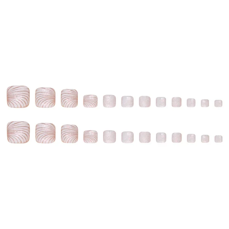 Fake Nails Shell Pattern Press on Nails Tips with Sticker False Toenail Design Butterfly Lovely Girl