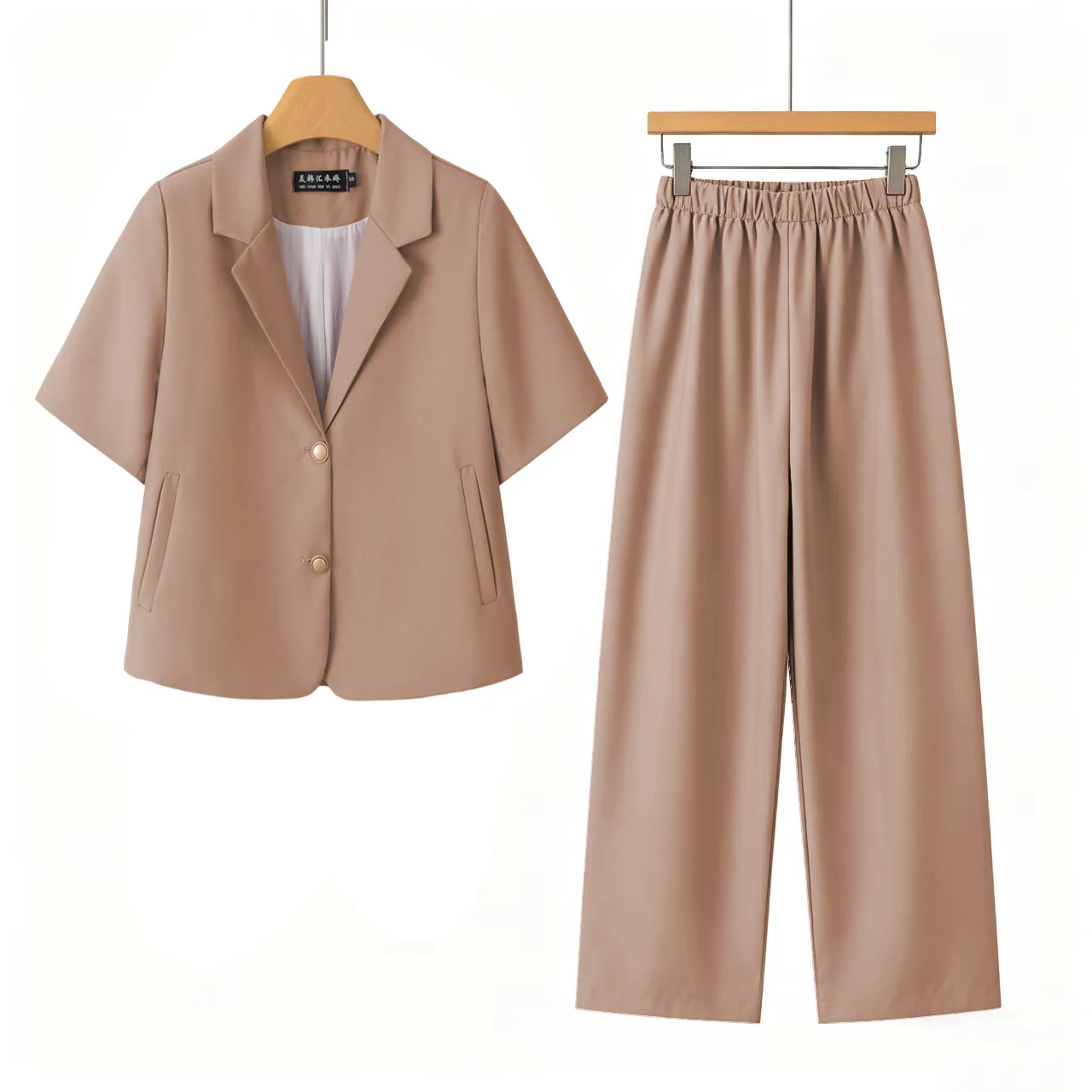 2026 Neuer Off-White Anzug für Damen – Sommerliches, dünnes Kurzarm-Set mit weitem Bein für den Pendler-Look
