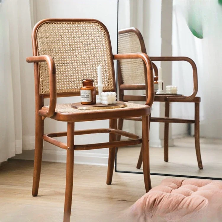 

Nordic Classic White Wax Wood Solid Wood Armchair Dining Chair Meeting Designer Tengbian Homestay Entry