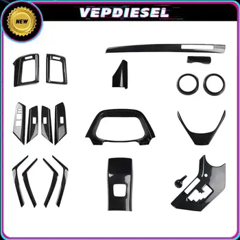 Kit decorazione pannello interno PER Toyota RAV4 2013-2019 Plastica ABS Twill Fibra di carbonio Nero Accessori interni auto