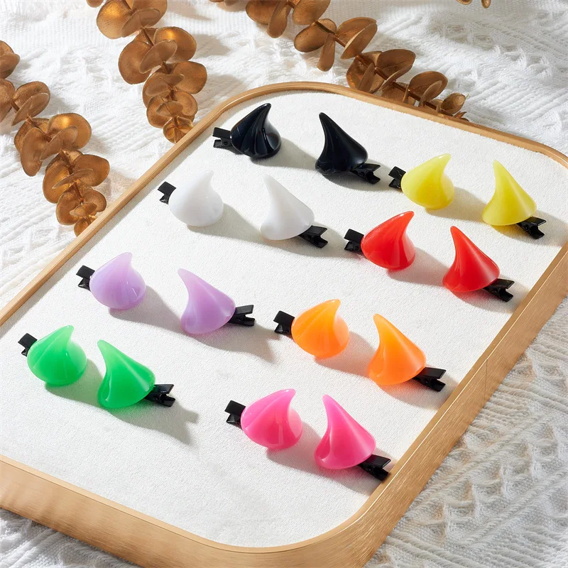 1 Pair Fun Halloween Hair Accessories Clip Cute Small Demon Horn Hairpins Festivals Gothic Party Girl Boy Cosplay Costume Props