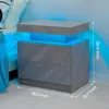 Grey Night Stand Set 2 Modern Bedside Tables with 2 Drawers Bedroom Night Stands Set of 2 LED Night Stand for Bedroom 2