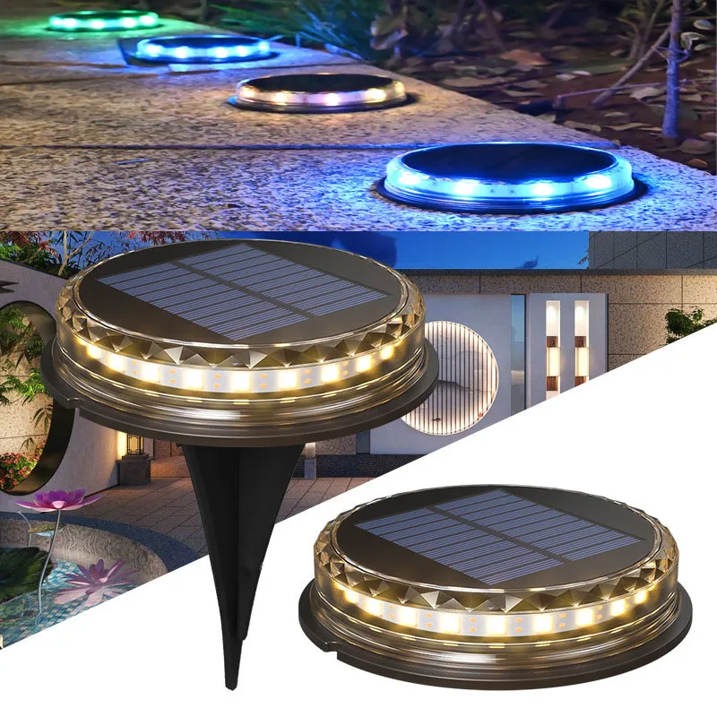

17LED Solar Buried Lights Outdoor Waterproof Courtyard Garden Insert Ground Color/Warm/White Lawn Landscape Light for Home Yard