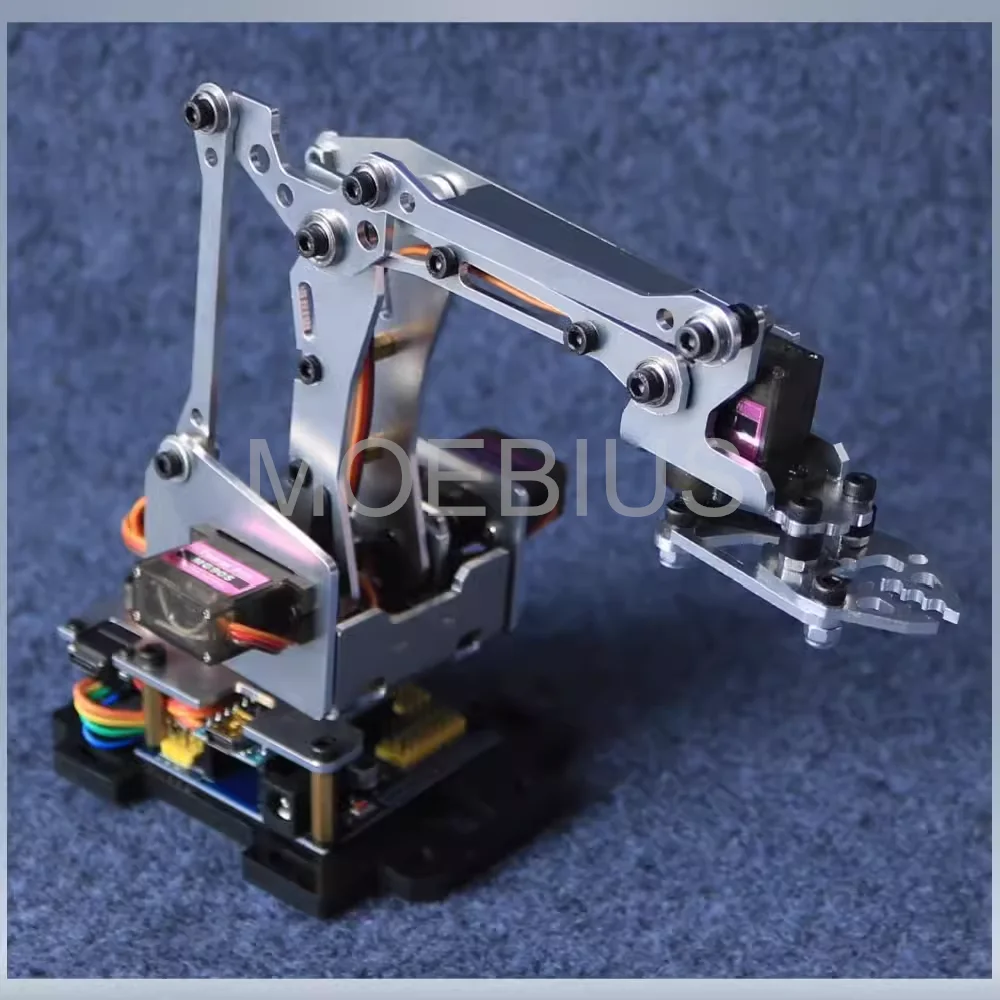 MOEBIUS 4 DOF Metal MeArm Robot Arm Kit with 4 Metal Gears Servo Compatible with Arduino Robotics Arm DIY Mechanical Claw Clamp