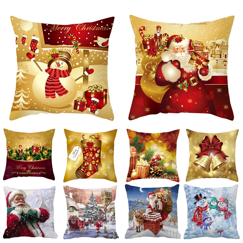 

45cm Christmas Cushion Cover Merry Christmas Decor For Home 2023 Christmas Ornaments Navidad Noel Xmas Gifts Happy New Year 2024