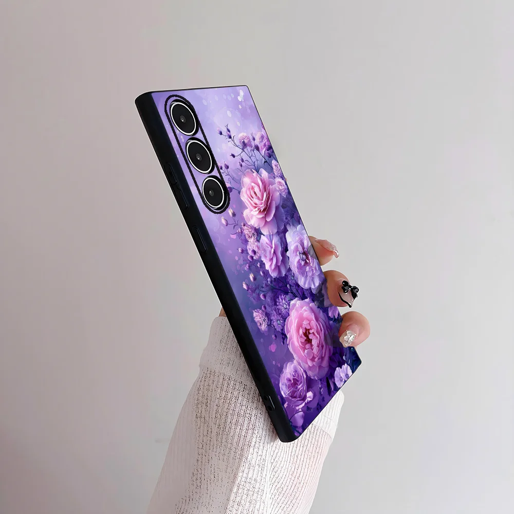 Elegant Pink & Purple Peony Frosted Non-Slip Phone Case