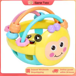 Baby Rattles Intelligence Toy Baby Hand Grip Rattle Fitness Puzzle Soft Rubber Ball Bell Bite Toys For Kids Preschool Tool