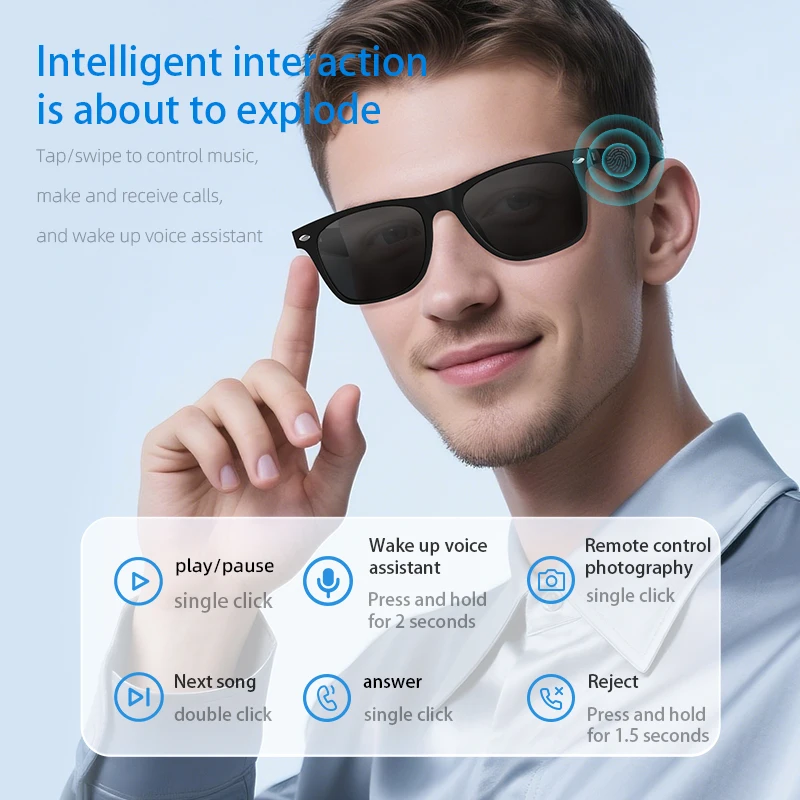 Wireless Bluetooth Smart Glasses Real Time Translation Headphones
