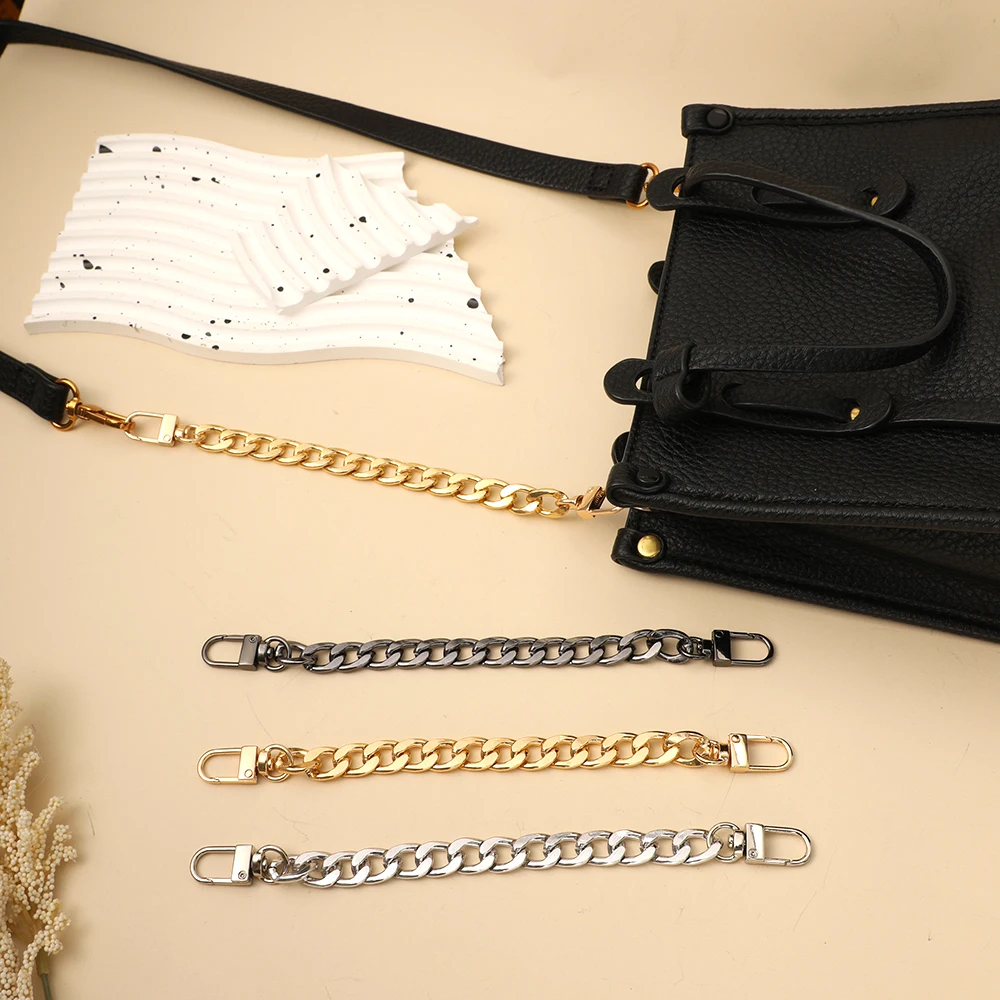 Bag Extender Chain WEIMU 3 Pack Pearl Wallet Chain Extender Set, Metal Handbag Straps Stylish Short Handle Replacement For Shoulder And Crossbody Bags Accessories For Women(Gold Silver And Black Coach Chain