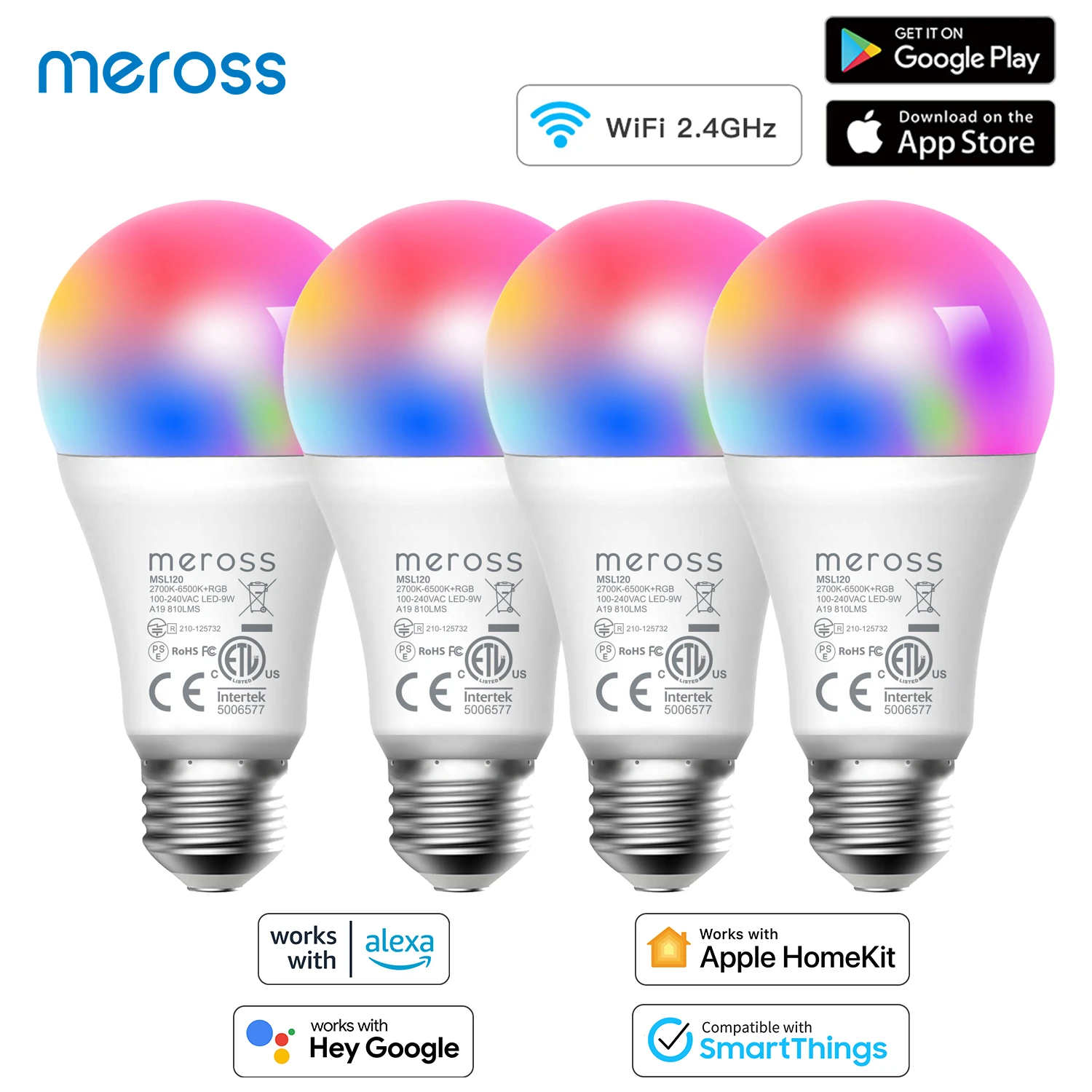 Homekit 9w Smart Wifi Light Bulb Led Lamp Rgbcw Dimmable Color E26 E27