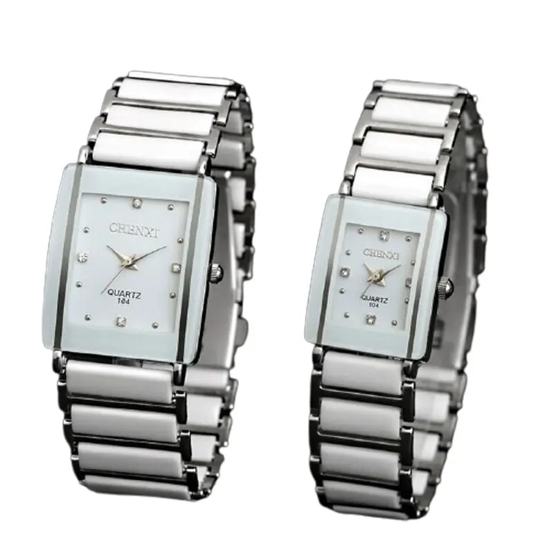 Fashion Rectangle Watch Women White Simulated Ceramics Watches Men Women Casual Quartz Wristwatches Couple Watch Unique quartz watch,womens watch,fashion couple watches