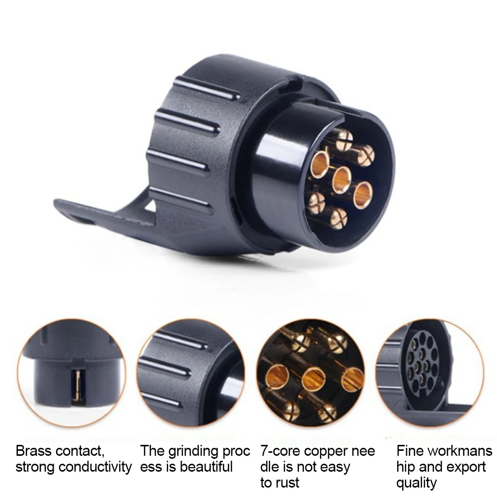7 Pin To 13 Pin Towing Adapter Socket Plug Copper Core Trailer Adapter 12/24V Converter Mini Socket Converter for TrailerCaravan