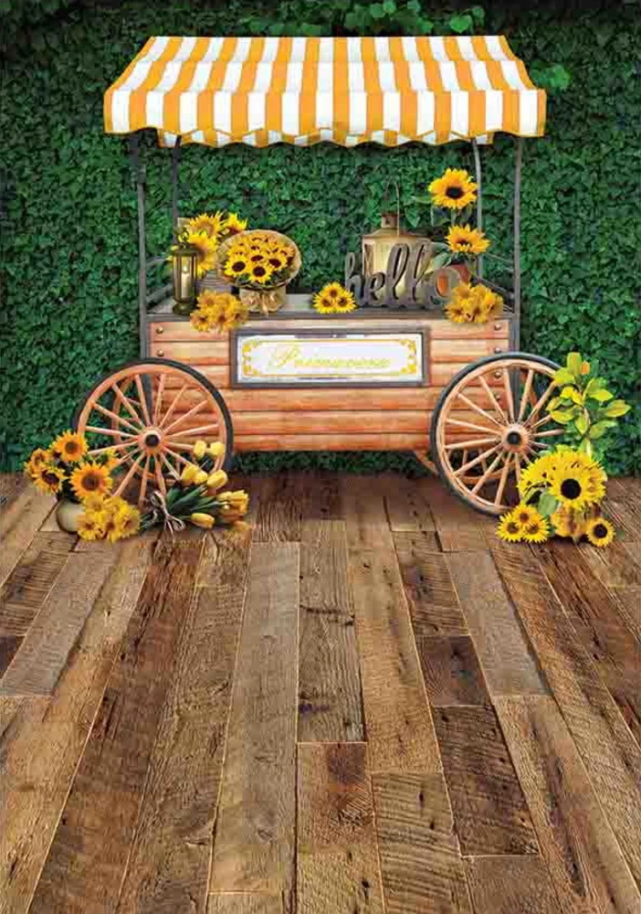 

Johnson Sunflower Spring Car Wood Grass backdrops High quality computer print wedding Photography Studio Backgrounds