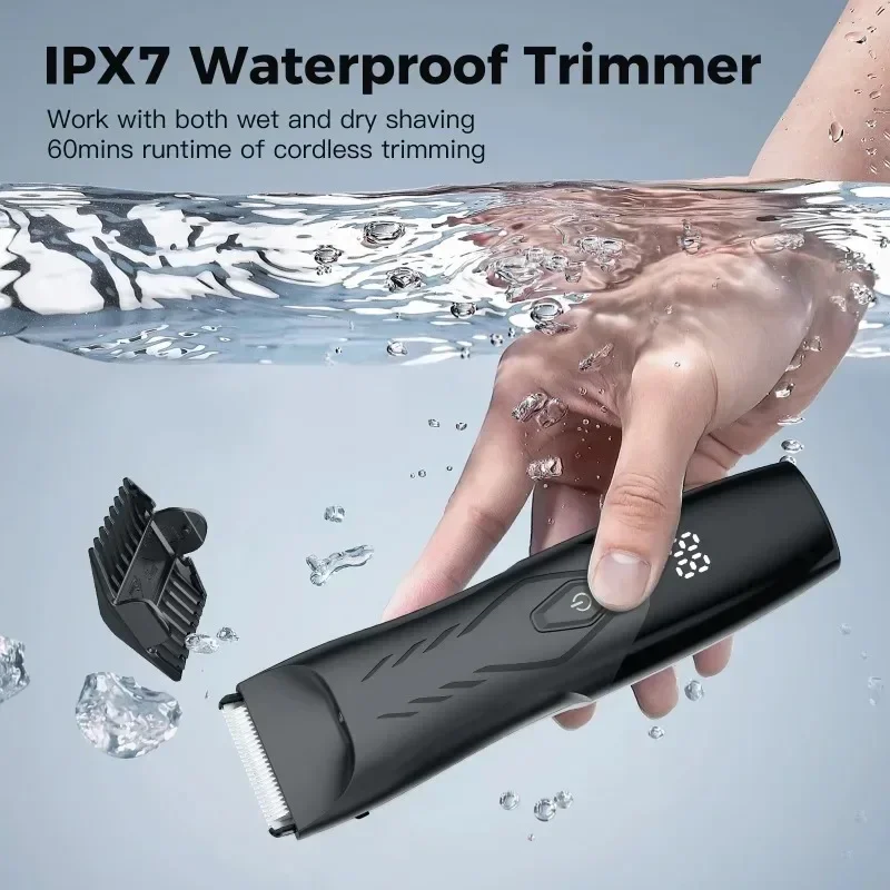Body Hair Trimmer for Men Pubic Groin Hair Trimmer for Men with Safe Blade Cordless Ball Shaver Men W/Light & Charging Dock 5