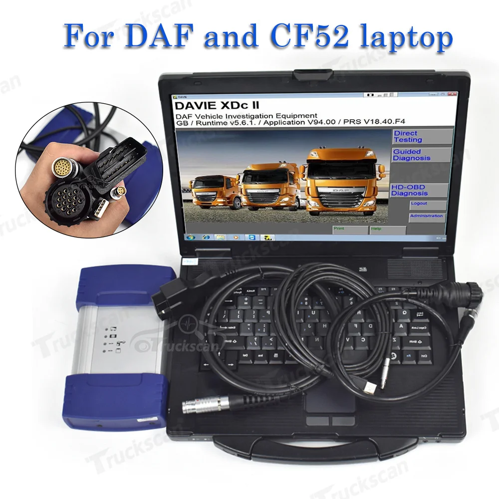 

For DAF software truck diagnostic scanner Paccar davie Diagnosis scanner Tool and Thoughbook CF52 Laptop