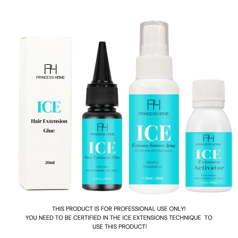 Ice Hair Extension Glue Gel Kit for Cold Bonding Private Label Hair Extension Bond Glue Adhesive and Remover Kit