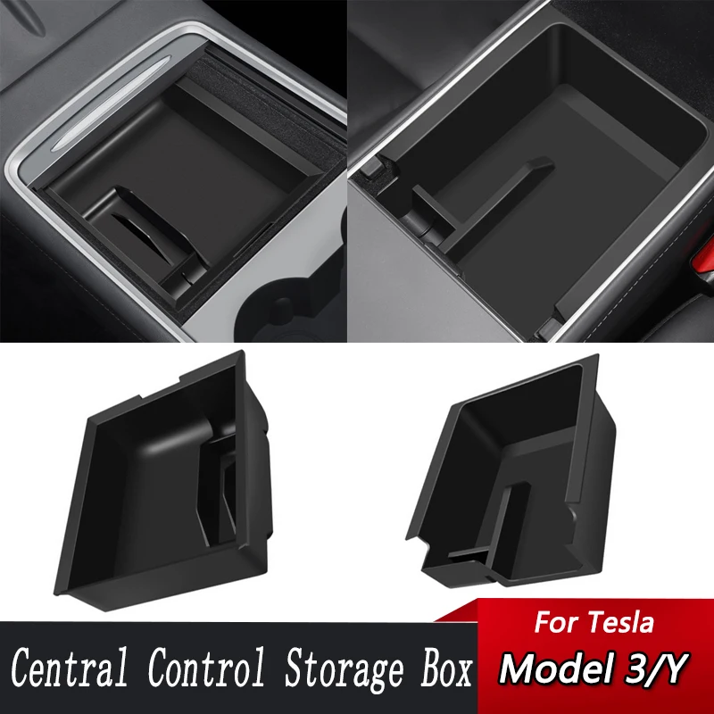 

1pc ABS Central Control Storage Box for Tesla Model 3 2017-2022 Model Y 2021-2023 Car Armrest Hidden Box Organizer Accessories