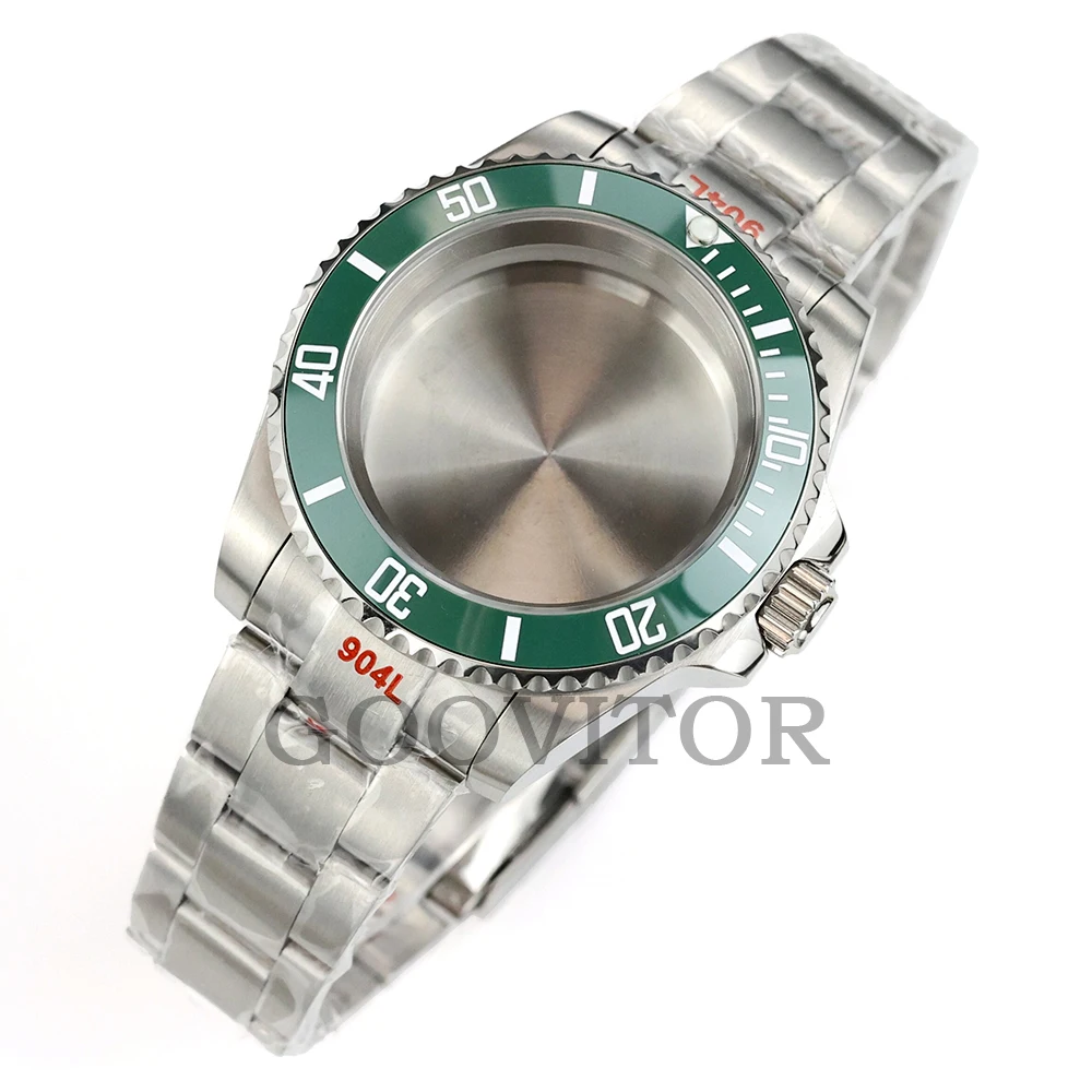 Silver 40mm Solid Stainless Steel Watch Case with Waterproof Brushed Oyster Bracelet