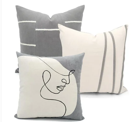 

Наволочка в скандинавском стиле, серо-бежевая наволочка для гостиной, дивана, комбинированная наволочка