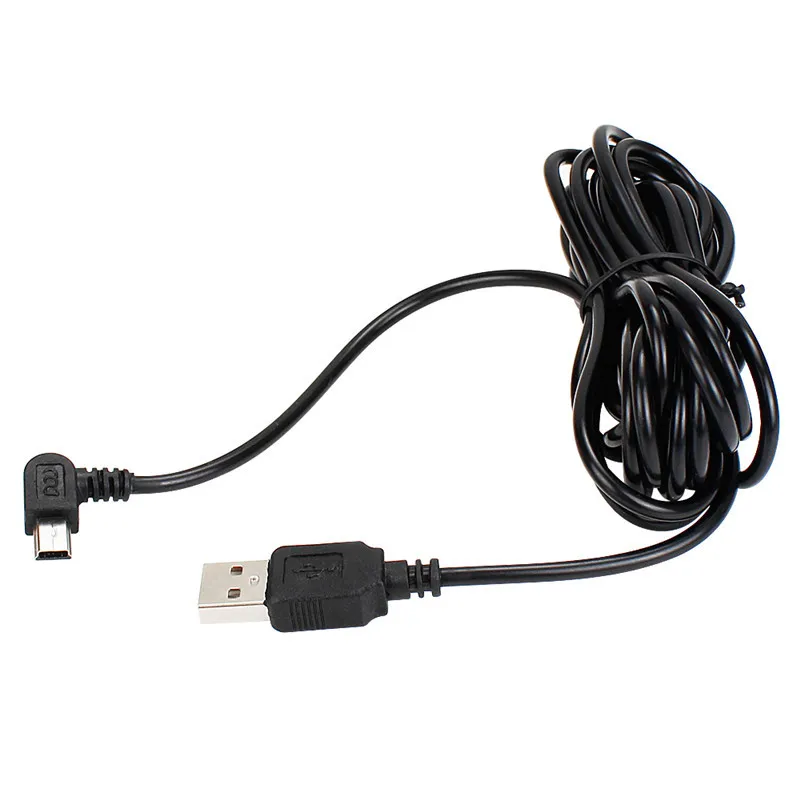 차량용 블랙박스 케이블 3.5M USB to 미니 5핀 마이크로 타입 C 90도 직각 충전 케이블 GPS 네비게이터 전원 코드