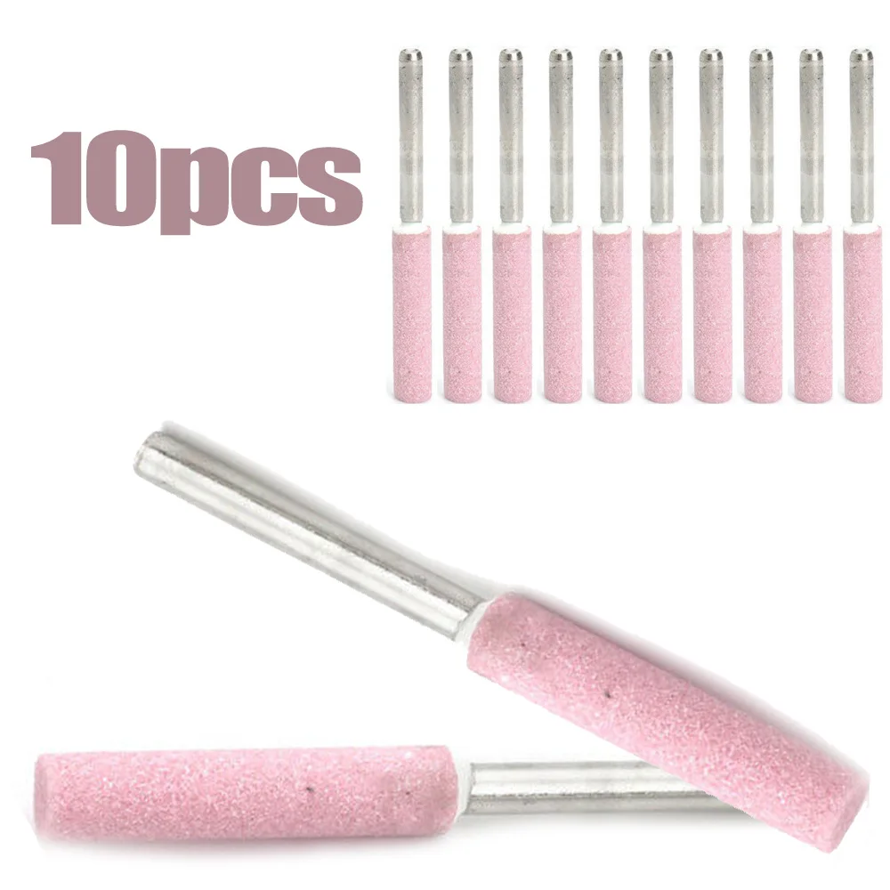 

10pcs Chainsaw Sharpener Grinding Stones Millstone 4.8mm 3/16 Sharpening Tool Stones Ordinary Cylindrical For Metal Polishing