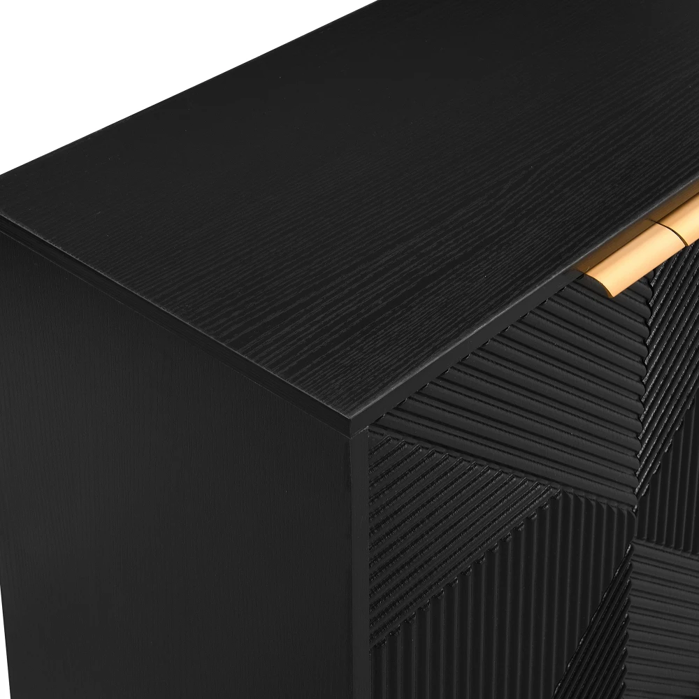 Elegantes Sideboard mit vier Türen | Verstellbare Innenböden, Metallgriffe und klassische kugelförmige Beine, Aufbewahrungsschrank – Detail 14